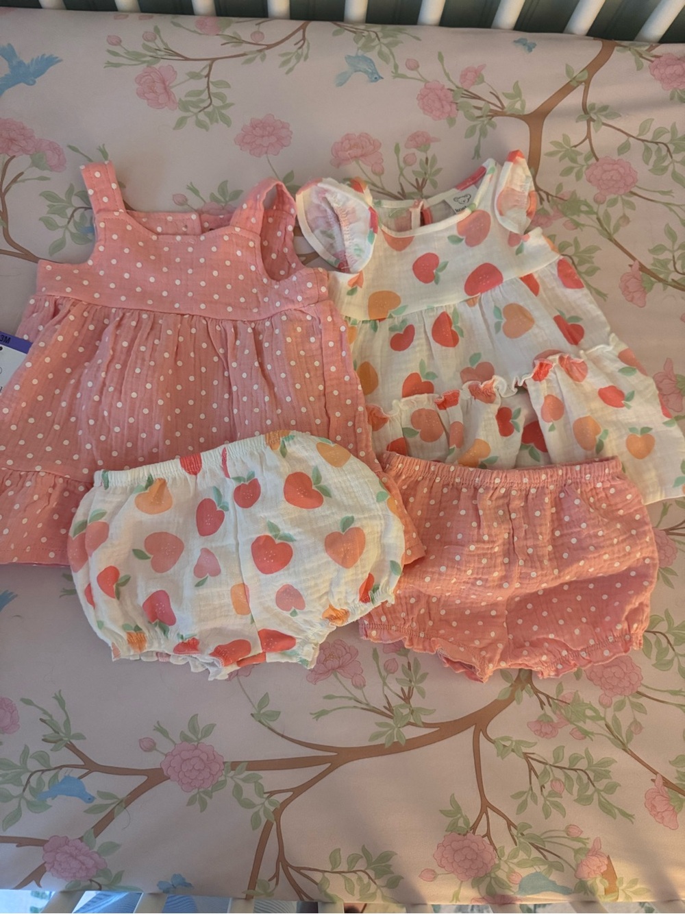 Baby Girls Peach & Polka Dot Summer Dress Set